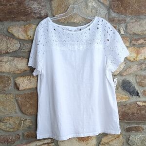 Charter Club White Eyelet Lace Top